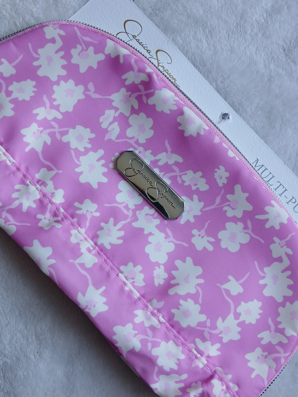 Jessica Simpson Pink & White Floral Universal Cosmetic Pouch NWT
